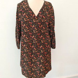 Fall! V-Neck Floral Print Mini Dress